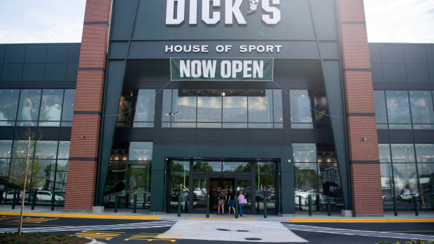 Outside of a Dick's Sporting Goods store.